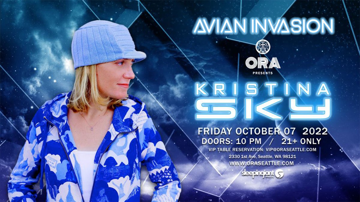avianinvasion's tweet image. It’s time to head back to the club! I'll be opening for @KristinaSky this time:
• Friday, October 7
• 10pm
• Ora Nightclub, Seattle, WA
Tickets are at avianinvasion.com/tickets – and there are VIP booths available!