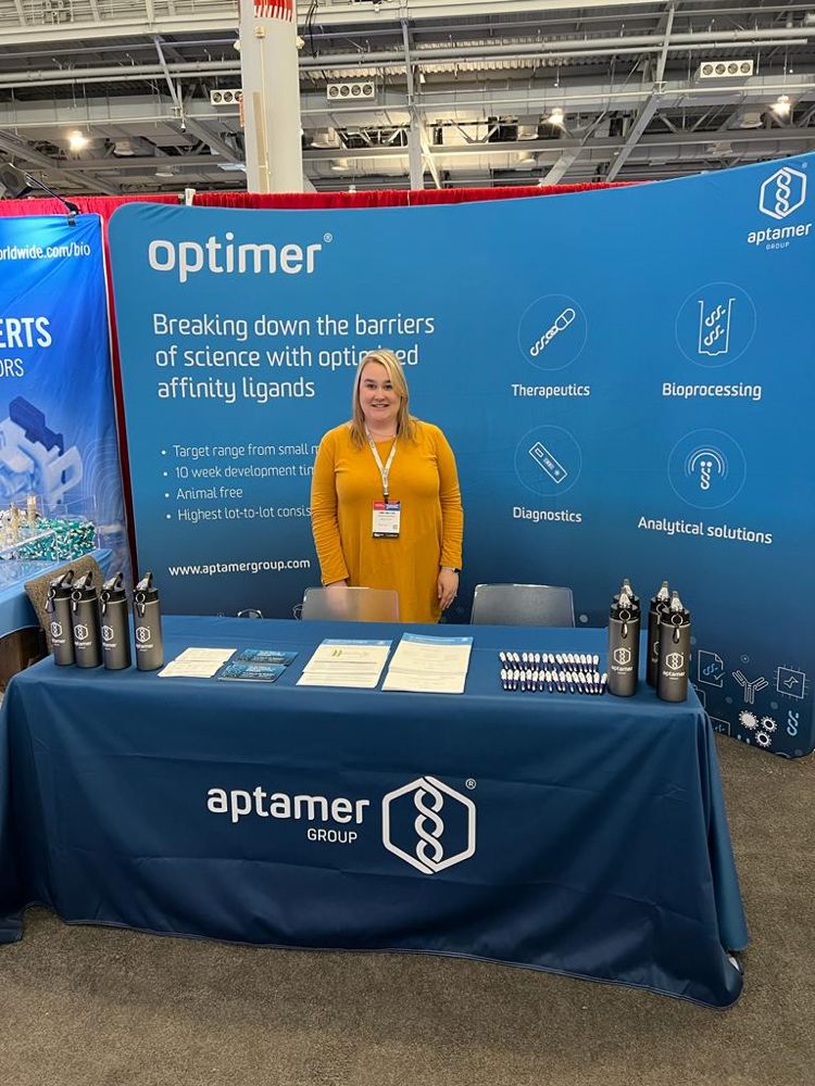 AptamerGroup's tweet photo. Ready to go at #BioProcessInternational, as part of #BiotechWeekBoston. Visit booth 608 to meet the team and learn about #Optimer as novel affinity chromatography ligands for new targets, increased yields and improved processes. https://t.co/KfGsnunQtX