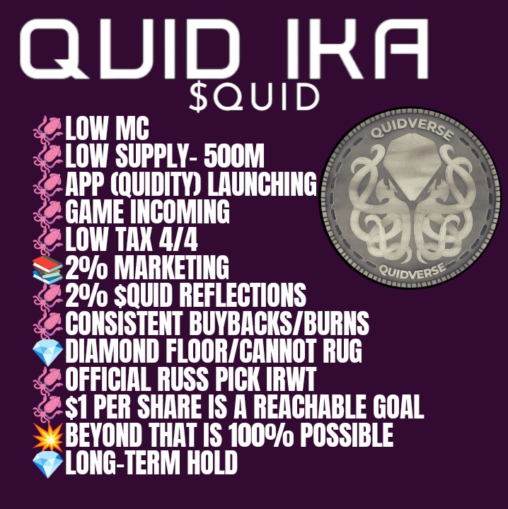 BMJ_Eth's tweet photo. $QUID uses revenue from their own app for buybacks/burns.. WHO ELSE??
🦑💎DIAMOND FLOOR ONLY RISING
#QuidIka https://t.co/W2R2lg4bGI
https://t.co/1ZAWmJfoRz
#HurricanIan $MRI $HEX $CAW $MINER $TSUKA $PYRO #TSUKA $YASHA #IRWT $BEZOGE $SHIB $CULT @YONWORLD7 @Thorshammergems #doggy https://t.co/TE77cXVR4H