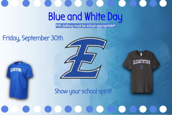 Don’t forget blue+ white day on Friday!