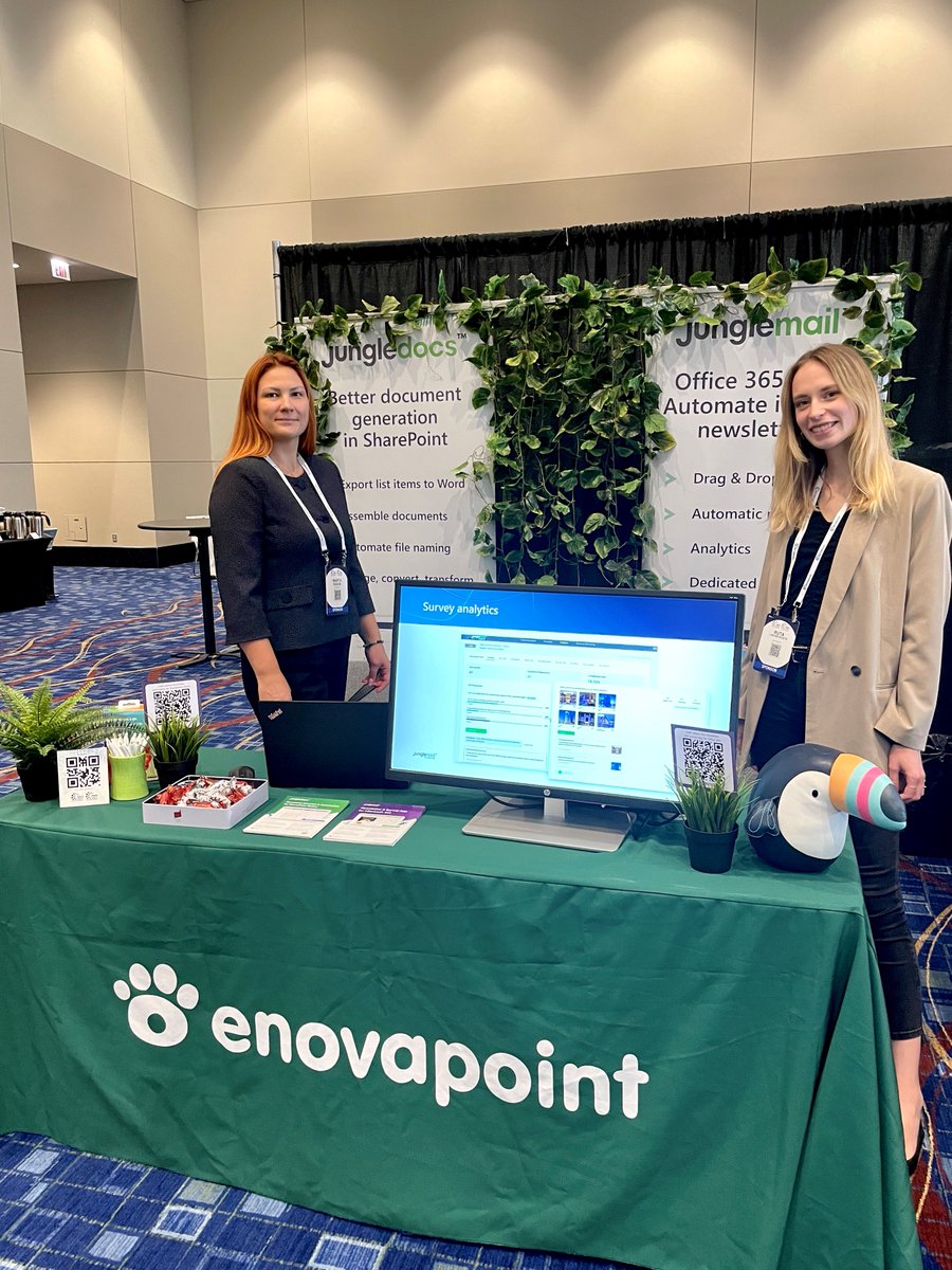 EnovaPoint's tweet photo. Hello from @365EduCon Booth #31!👋

As Microsoft partners, we're excited that many companies choose the whole Microsoft 365 package. 

JungleDocs and JungleMail make document management and internal newsletter creation easier.

#365educon  #documentautomation #internalnewsletters https://t.co/LyAqbA1sLH