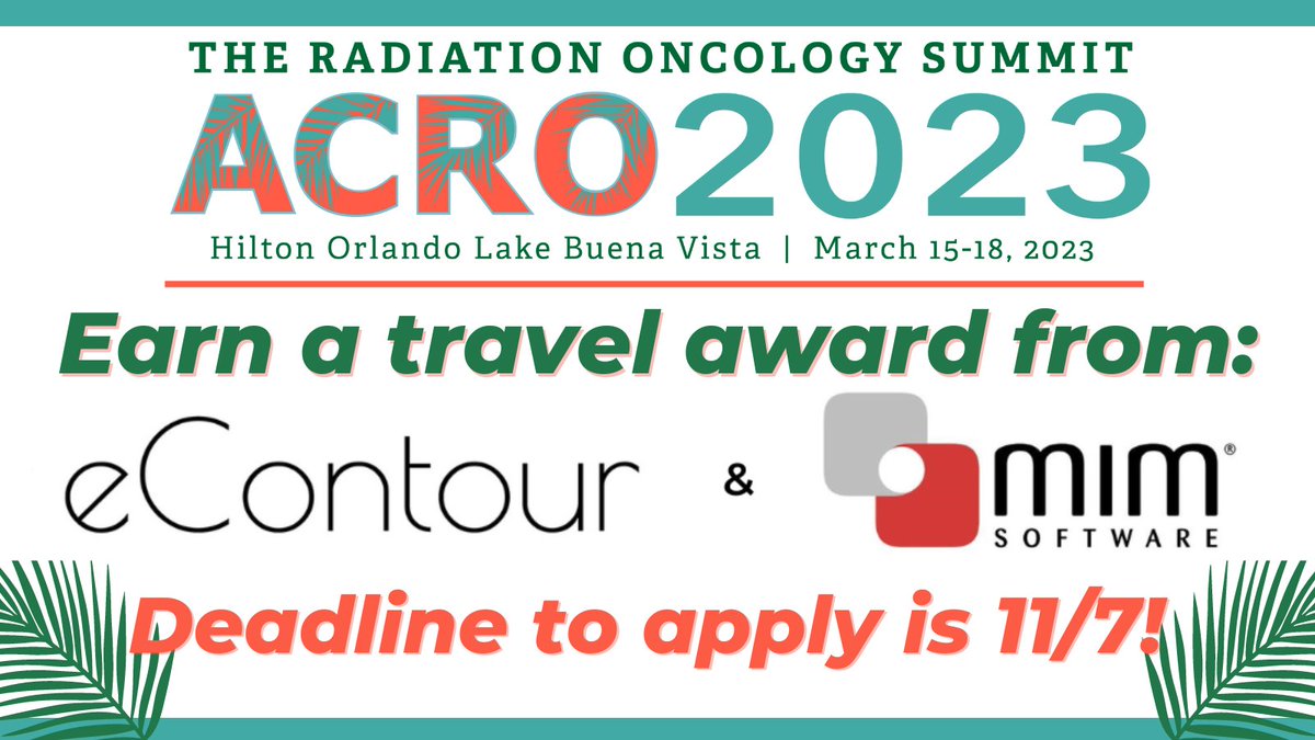 The application period is now open for travel awards for #ACRO2023 supported by @eContourRadOnc & @mimsoftware! Learn more and apply at: acro.org/page/annual-me…