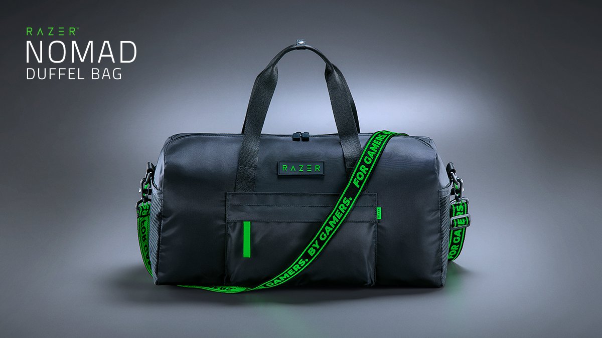 Razer's tweet photo. Dominate the streets in the all-new Razer Nomad Duffel Bag. Forged for greater durability and utility with a water-repellent build, gear up with this tanky companion today: https://t.co/x0DiQQS3mG https://t.co/ZSIB5MnaUx