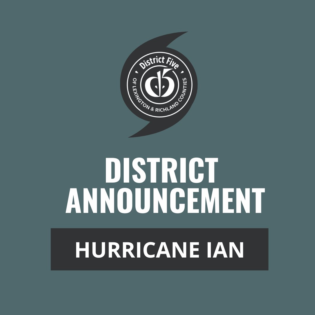 LexRich5Schools's tweet image. 🌀 WEATHER ANNOUNCEMENT: #LexRich5Schools, including @FIVEinLexRich5, will transition to an e-learning day on Friday, September 30, 2022. FULL DETAILS: bit.ly/3SABfZO #HurricaneIan
