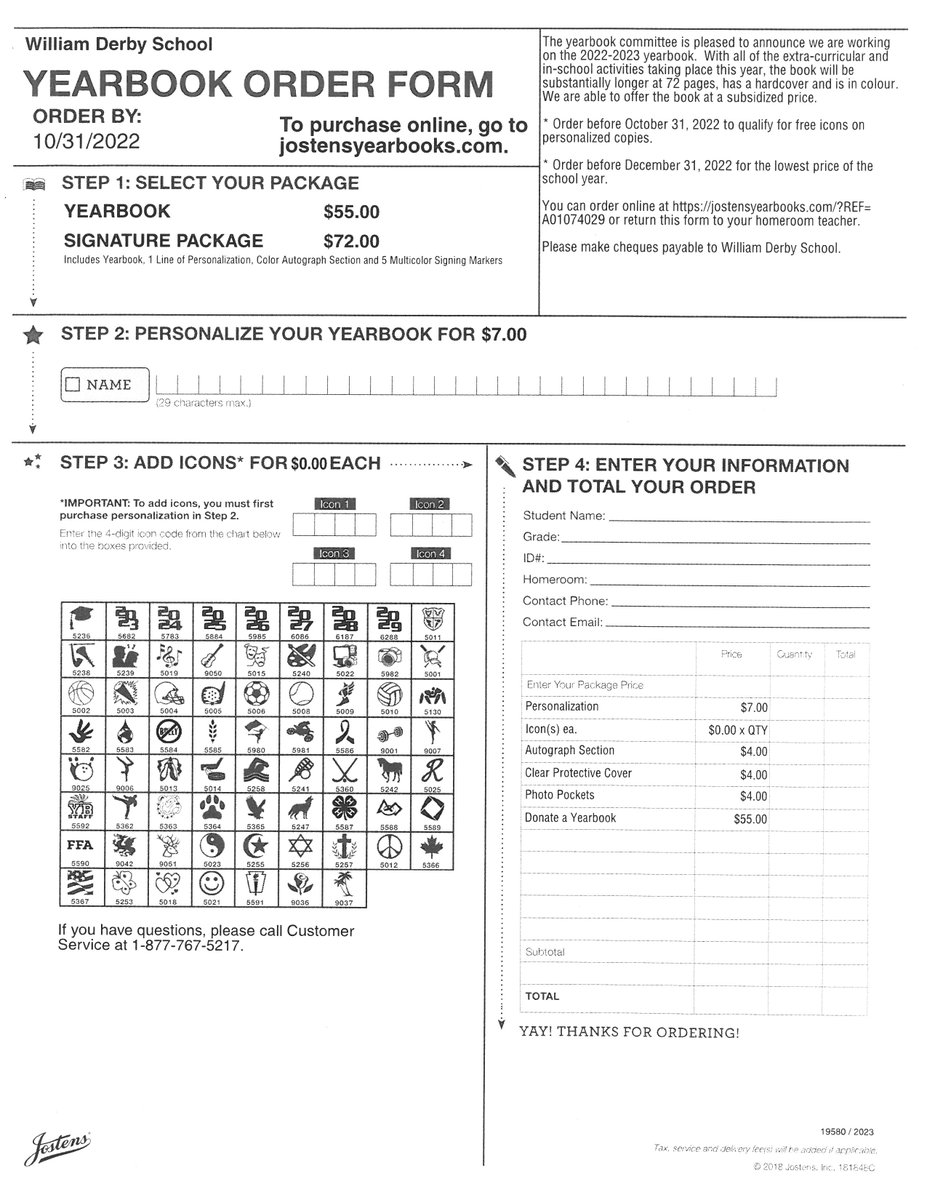 Order before October 31 for free icons on personalized copies