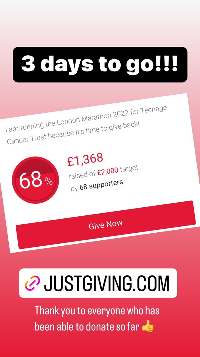 danjarrettMUFC's tweet photo. I’m running London Marathon this weekend for @TeenageCancer 

Thank you for helping me reach my mandatory target ⚠️⚠️⚠️😁👍

https://t.co/WHN9qxKMIM https://t.co/EPsrRGlGB6