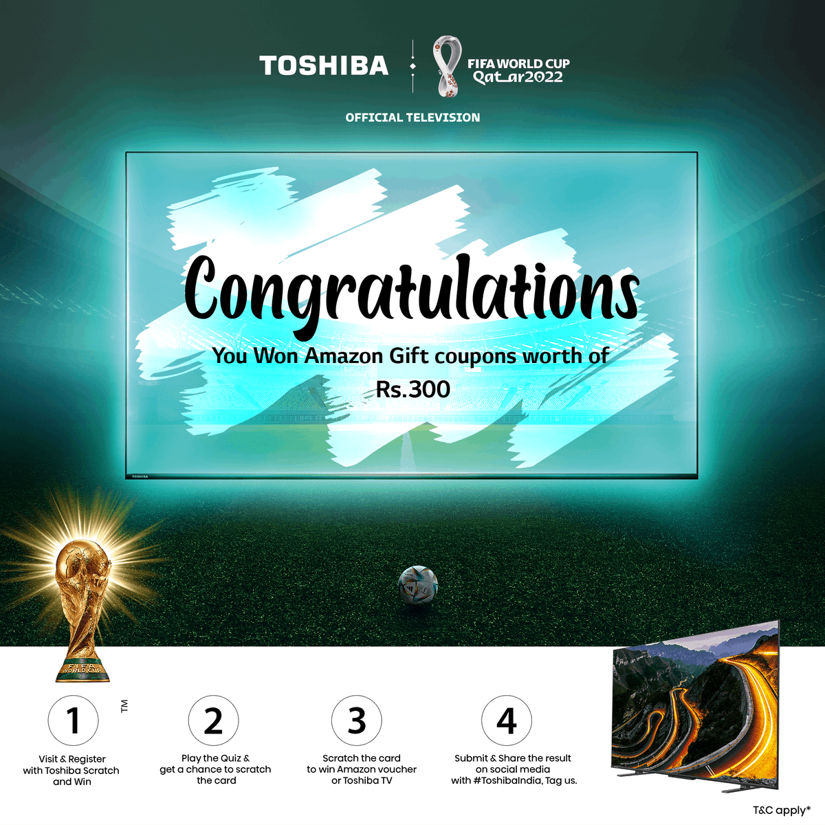PoojaSnow's tweet photo. Congratulations you have won the 300 worth coupan #ToshibaTv #ToshibaIndia https://t.co/sxC3KwbPGw