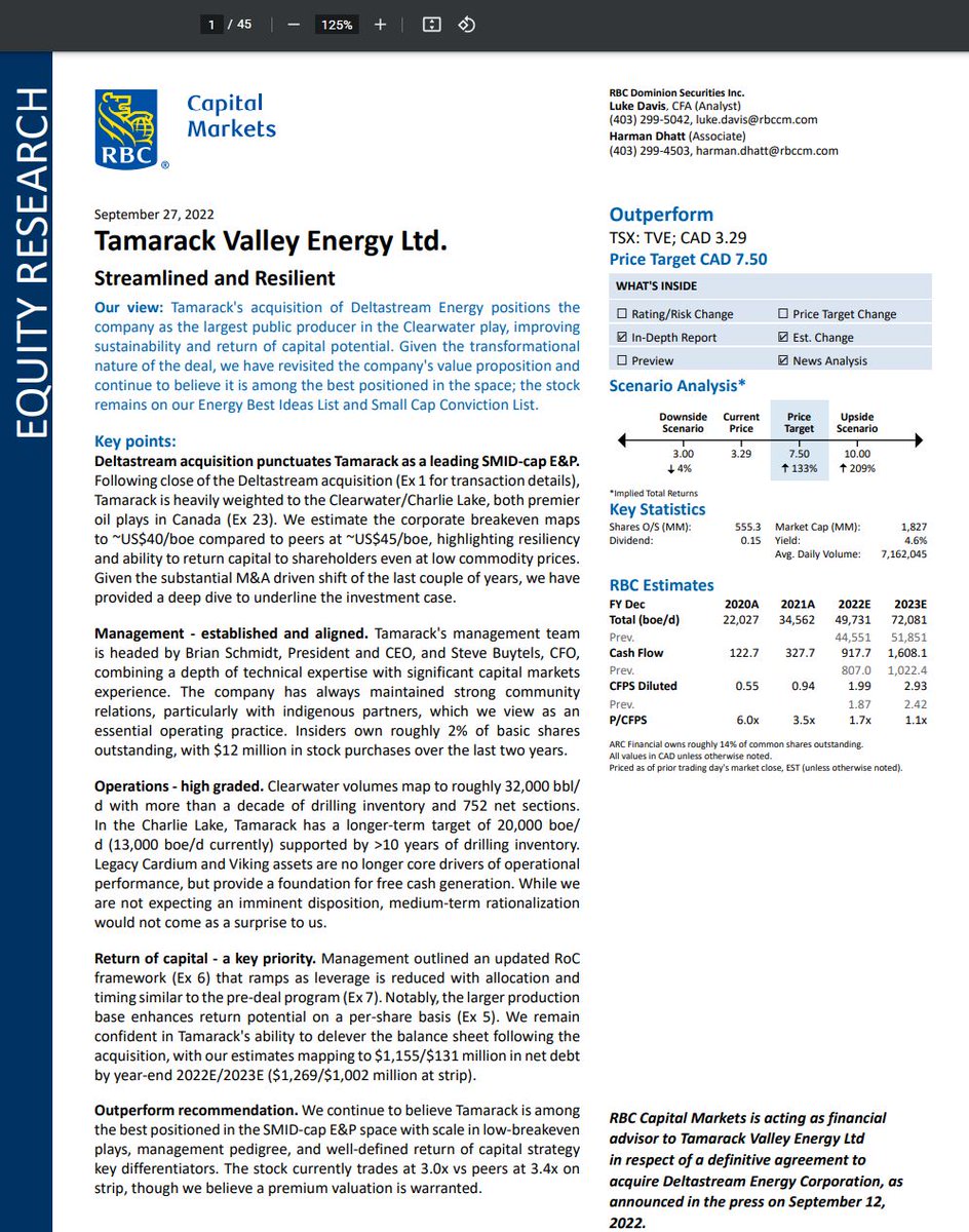 garquake's tweet photo. Just back getting home - Lots of reports will update in view days - had to share this one thou - Tamarack  Valley got glowing  Insane 45 page 😲report from RBC with $10 upside just PACKED with incredible data - wow -  here is cover to get started -  $tve.to #com #oott #stocks https://t.co/IYyEIUbDbK