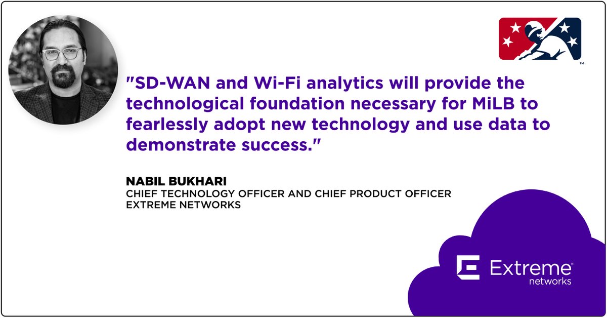 ExtremeNetworks's tweet photo. By leveraging ExtremeCloud SD-WAN, @MiLB teams can share player performance data, game review videos, and more easily and securely between regional teams and training facilities. #dx #SDWAN #WANEdge https://t.co/JhUpEQlxHr
