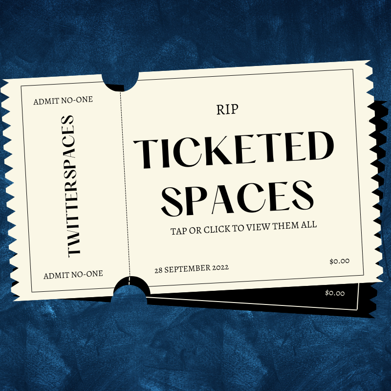 _andrewlyons's tweet photo. The history of #ticketedSpaces anyone.
View all the past #twitterspaces by hitting the #discoverycard below