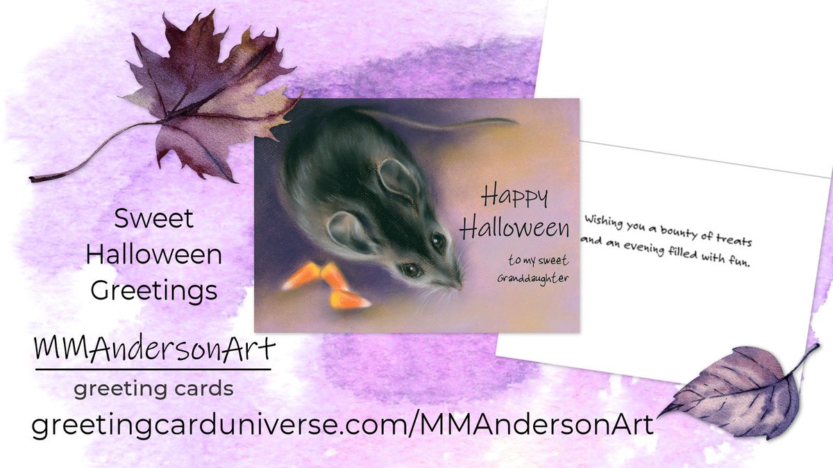 Personalize & purchase this cute mouse & candy corn Halloween greeting for any recipient at greetingcarduniverse.com/holiday-cards/… in the MMAndersonArt #greetingcards line @gcuniverse where you will find an array of designs featuring unique artwork. #HalloweenCards #personalizedgreetingcards