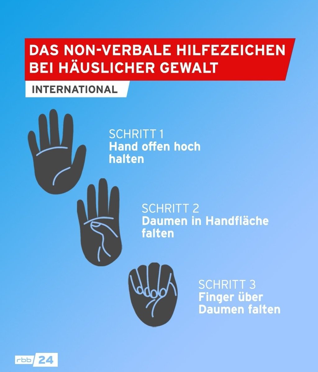 Und machmal gibt es keine Worte, sondern nur eine Geste, also bitte, habt auch dafür ein Auge...

Es kann so viele Frauen aus häuslicher Gewalt retten.

Schaut nicht weg. Bitte. 🙏🏻

Oftmals hinter dem Rücken. Heimlich. Seid achtsam.

Bitte. Schaut hin. 🙏🏻❤️
