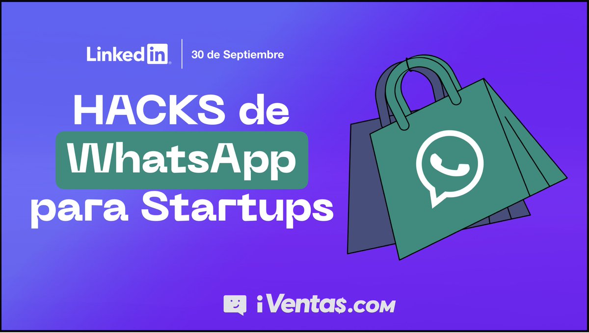 Estoy organizando HACKS de WhatsApp para Startups - [Aumenta tus ventas con el API Oficial]. 

🗓 30 de Sep, 12:00 hrs 🇲🇽
🎙En vivo por #LinkedIn 

¿Te gustaría asistir? 👉
linkedin.com/events/hacksde…