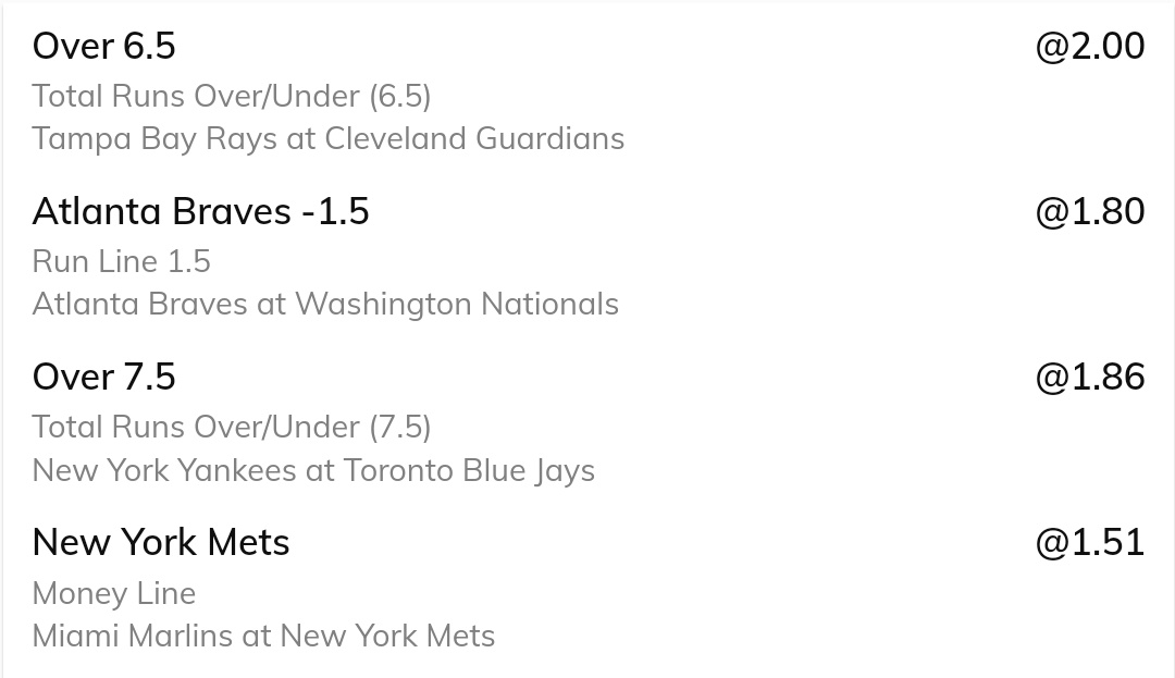 ChubbyBets's tweet photo. 4 MLB Singles for today 

#MLBCentral #MLBTwitter #MLBTonight #sportsbettingpicks #picks https://t.co/wLswPFg5Ua