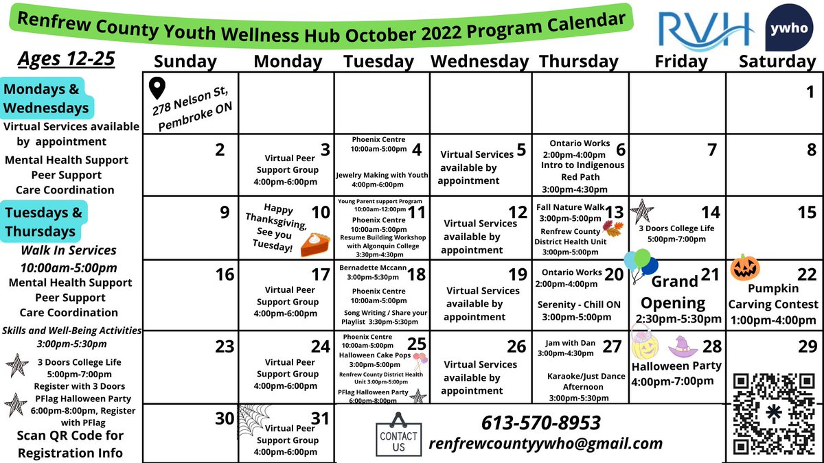 Octobers just around the corner 🫢 Here’s a sneak peak at what’s happening next month! 

Everyone ages 12-25 are welcome to participate in our wellness programs and other services on site every Tuesday and Thursday from 10:00am-6:00pm!💃🏽

Walk In or By Appointment‼️