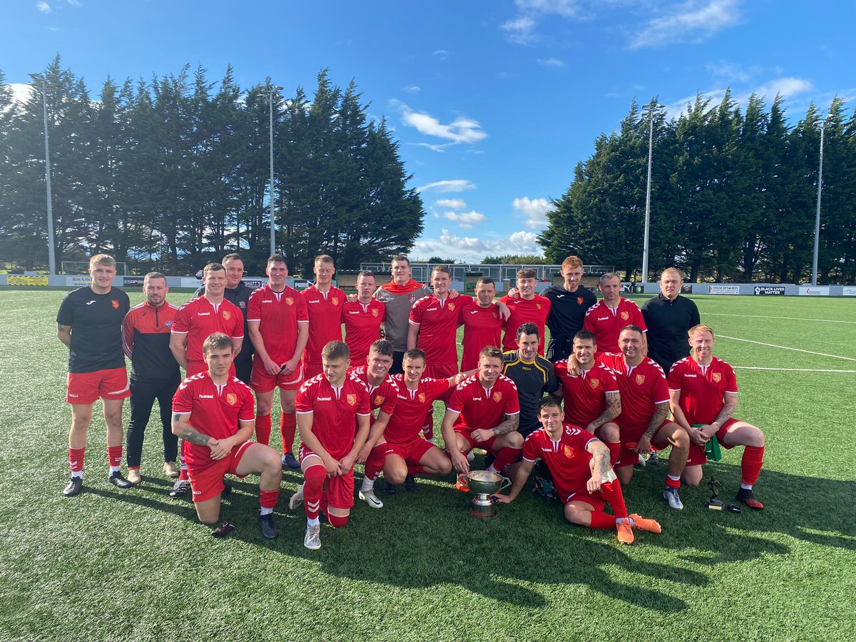 DefenceIrish's tweet photo. Congratulations to the players and staff of the DFTC team who won this years Cunningham Cup after beating the Air Corps today. The first winners of the trophy since 2019! https://t.co/8bHzFWA2Ud