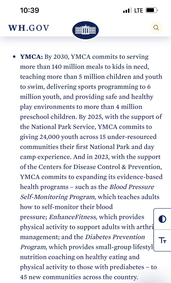Proud of our Commitment to the White House to feed millions more kids and help children youth and families gain access to physical activity, swim, sports, camp, healthy eating, evidence-based lifestyle health programs to prevent disease ⁦@NealDenton⁩ ⁦⁩ @ymcaadvocacy
