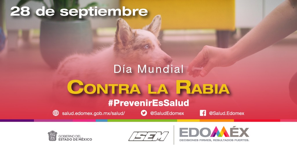 SaludEdomex's tweet photo. #HoyConmemoramos| Una fecha establecida por la Alianza Global para el Control de la Rabia (GARC) y reconocida por la #OMS. 
La prevención de enfermedades en los animales es uno de los pasos más efectivos para proteger la salud de las personas y el medioambiente.
 #PrevenirEsSalud https://t.co/dMYDDZs5KI