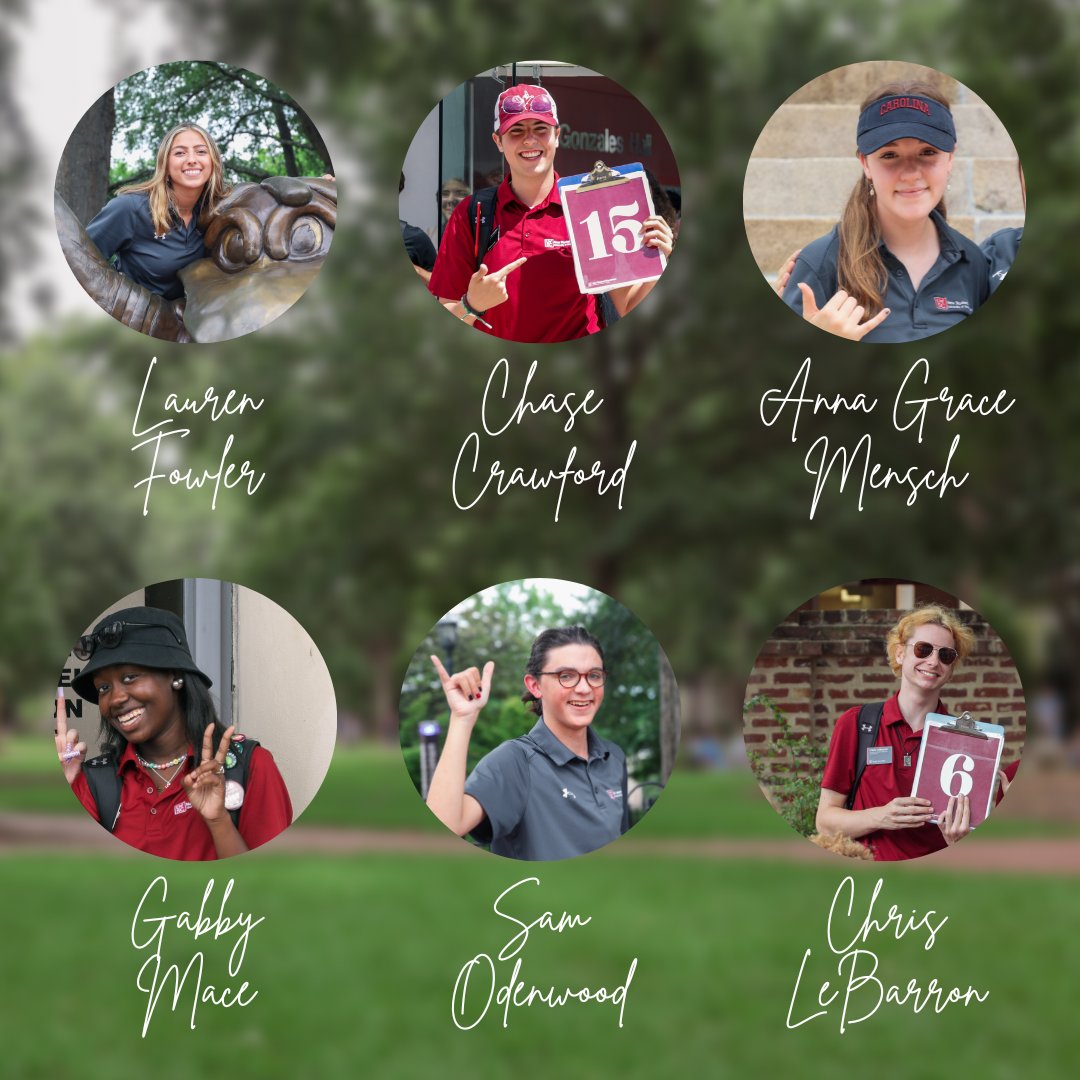 UofSC_ONSO's tweet photo. Introducing our 2023 Team Leaders, who are previous Orientation Leaders returning to our team to assist with greater #UofSCOrientation logistics. Welcome back for year two!

⭐ Lauren Fowler
⭐ Chase Crawford
⭐ Anna Grace Mensch
⭐ Gabby Mace
⭐ Sam Odenwood
⭐ Chris LeBarron https://t.co/GAzQbO9OWb
