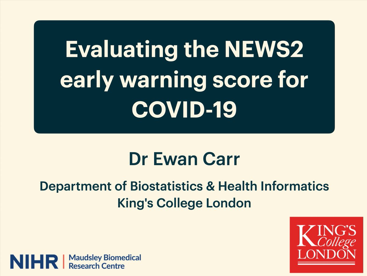 🎙️ I spoke at the <a href="/HDR_UK/">Health Data Research UK (HDR UK)</a> National Text Analytics symposium today about our work to evaluate the NEWS2 early warning score for COVID-19.

🛝 Slides are available at tinyurl.com/hdr-news2. 

This was work with <a href="/BendayanRebecca/">Dr. Rebecca Bendayan</a>, <a href="/richdobson/">Richard Dobson</a>, <a href="/jthteo/">Prof James Teo</a> and many, many others.