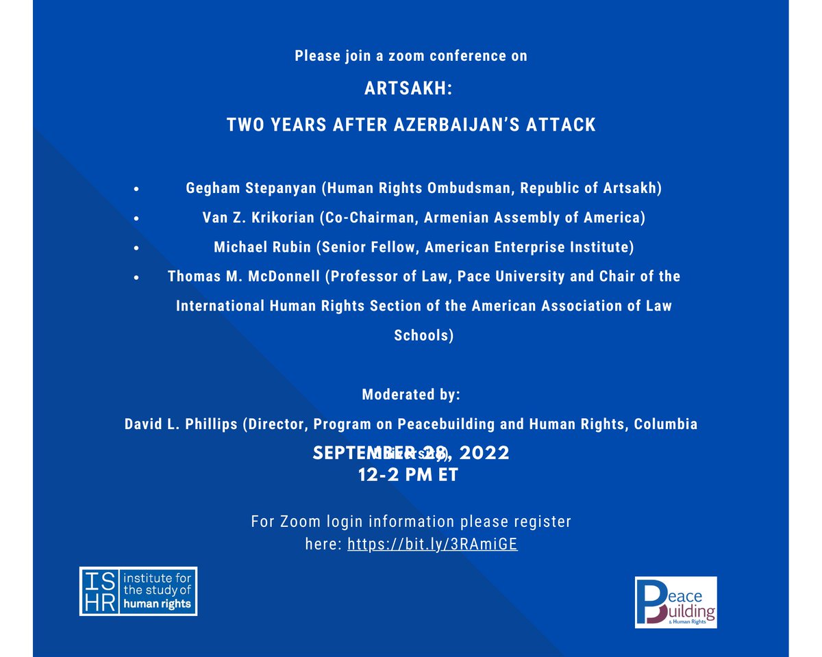 Starting soon: Join us at 12pm ET for the Webinar 'Artsakh: Two Years After Azerbaijan's Attack' Register here: bit.ly/3RAmiGE