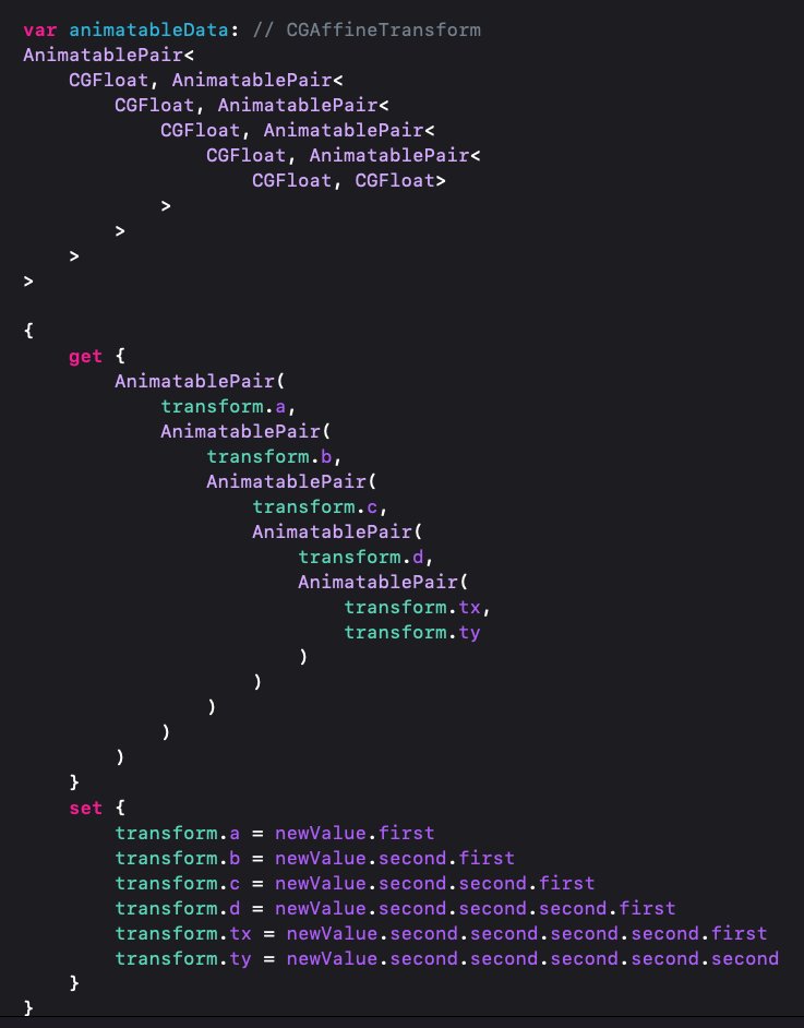 NutterFi's tweet photo. There's gotta be an easier way.... #SwiftUI, #Animatable https://t.co/2aA5stSTnT