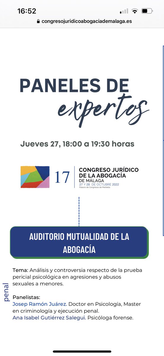 Fasmida's tweet photo. Infinitas gracias al #IlustreColegioDeAbogadosDeMalaga por contar conmigo en su #17CongresoJuridicoDeLaAbogacia para hablar de #ASI #AbusoSexualInfantil y #Probatica #PsicologiaForense
feliz de coincidir allí con @escar_gm y @natalia_velilla entre otros grandísimos juristas https://t.co/4dwAgkIGAp
