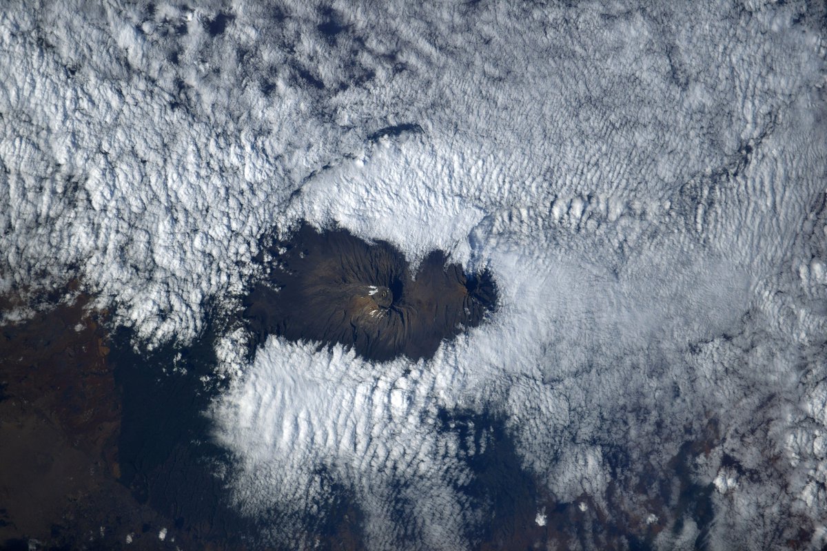 AstroSamantha's tweet image. Indovinate quale famosa vetta ho fotografato? 😉 Piccolo suggerimento: è una delle montagne più alte al mondo e, in realtà, è un vulcano inattivo. #MissionMinerva