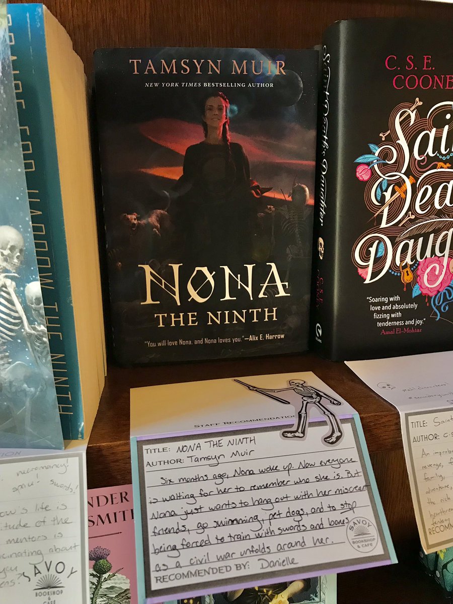 recdyourbook's tweet photo. Hi, @tazmuir! All of us here at Savoy Bookshop in Westerly, RI are obsessed with TLT. I wrote a staff pick shelf-talker to put our beloved daughter Nona on our customers’ radar! #bones https://t.co/Y7YMliNBBL