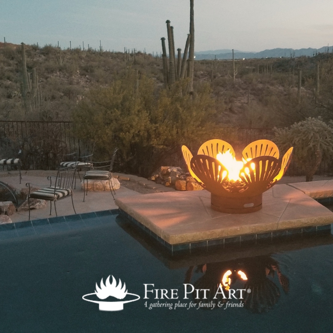 Just look at this view! 😍 We love seeing client pictures that were made for magazines. This fire pit was a perfect addition to give this view an even better horizon. firepitart.com/barefootbeach/

#FirePitArt #BarefootBeach #firepitdesign #firepits #pooldecor