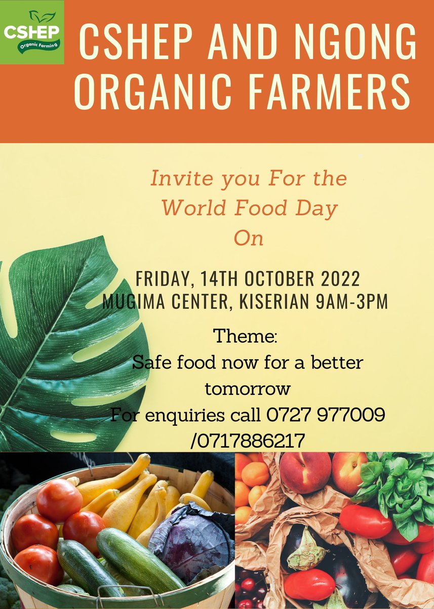 CSHEPKENYA's tweet image. Cshep in collaboration with Ndeiya organic Farmers we would like to invite you on 14th October 2022 at our kiseran demo farm in celebration for the world food day.  #luvorganic #organicfarming