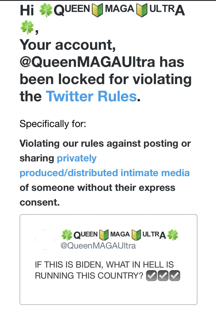Recently, Twitter had suspended my account until I DELETED two separate tweets, which were NOT in violation, so I appealed. They had to LOCK my account during the process. It took five days, but it was worth it because it turns out the tweets were NOT worthy of a suspension. ✊🇺🇸