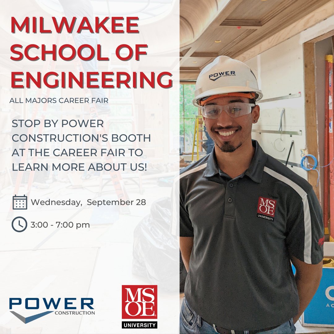 Guess what? Power Construction is coming your way today, Raiders❗
#carrersinconstruction #Poweryourcareer #GrowwithPower #internship #recruiting #MSOE4Me <a href="/MSOE/">MSOE</a>
