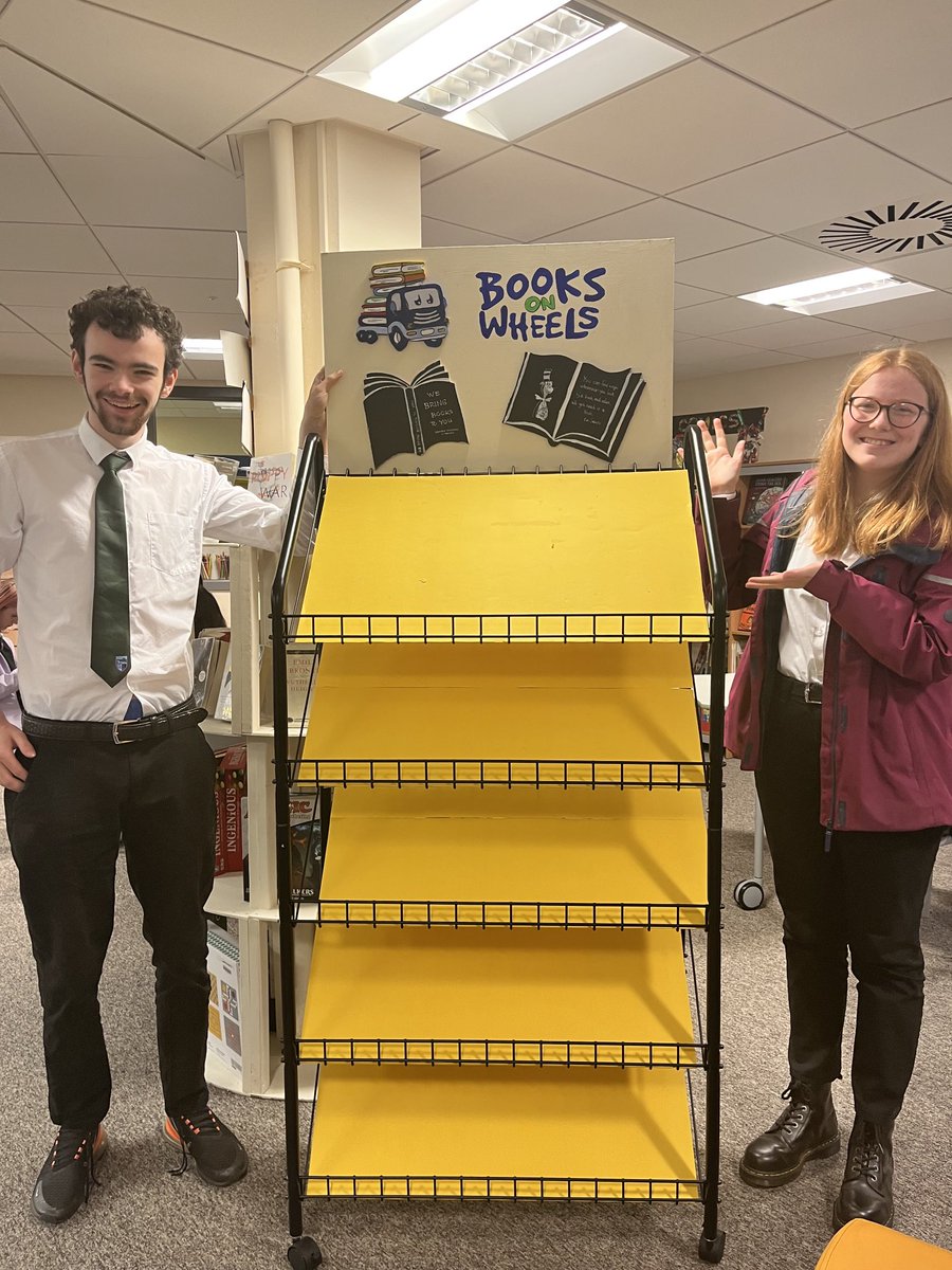 librarykemnayac's tweet photo. Today the amazing team of senior #LibraryAmbassadors launched The Books on Wheels - extension of the library im the social area. Aimed at senior pupils, fantastic books chosen by our #SeniorBookClub team are now available from here! #SchoolLibrary ⁦@KemnayAcademy⁩ https://t.co/tWF0oBeK2m