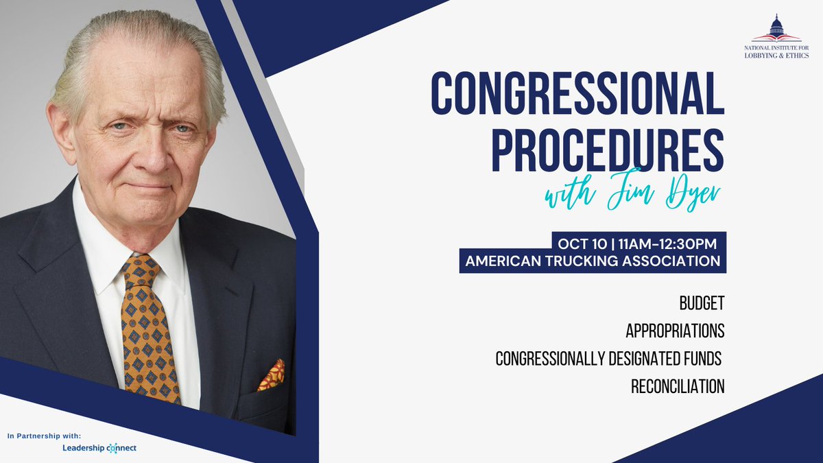 Join us on Oct 10 to hear Jim Dyer, <a href="/Baker_Donelson/">Baker Donelson</a>. Having served two presidents &amp; directed staff of a key congressional committee, Jim is uniquely qualified to present on the complexities of the federal budget &amp; appropriations process.

Register Here: lnkd.in/dg8vBjR