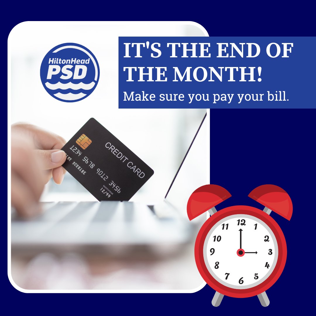 hiltonheadpsd's tweet image. It’s almost the end of the month!

Make sure you pay your water bill.

If you’re tired of manually paying your bill each month, then sign up for automatic bill pay at bit.ly/3wKePNf. 

#WaterBill #Utilities #AlmostOctober