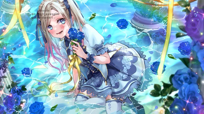 アイドルみたいなご衣装で描いていて楽しかったです背景お任せもありがとうございますYouTube配信のご依頼者様でした 