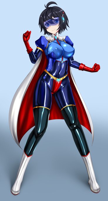 ぴっちりスーパーヒロインちゃん #オリジナル #ぴっちりスーツ #マント https://t.co/qw3Am97Txe 