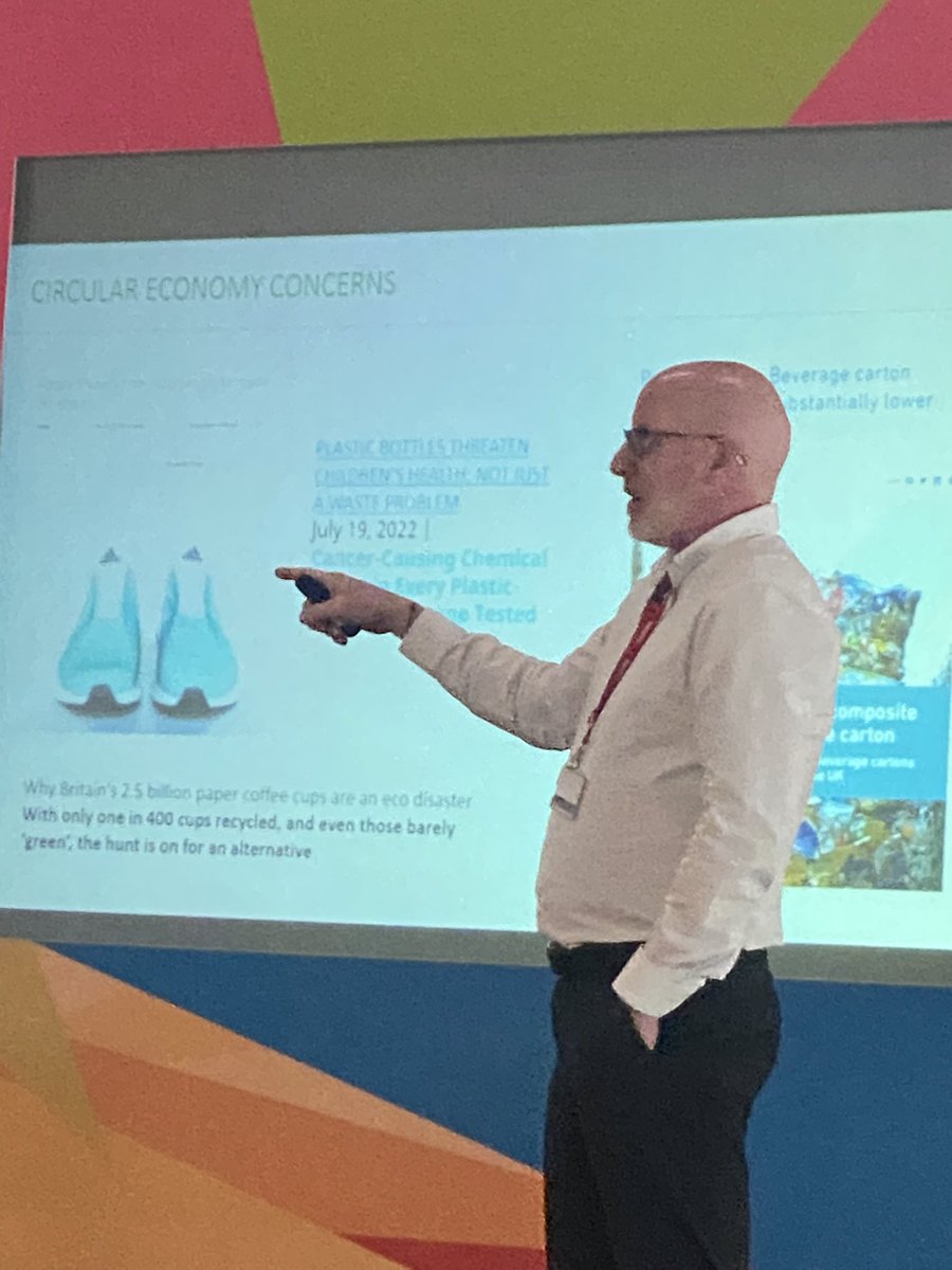 swccollege's tweet photo. Happening now #SustainableFuture22 / Fiacre O’Donnell @Encirc @Vidrala_Group is delivering a knowledgeable and transformative presentation on ‘embracing a circular economy - the #Encirc story’ #circulareconomy #Sustainability https://t.co/F44AvCujQ4