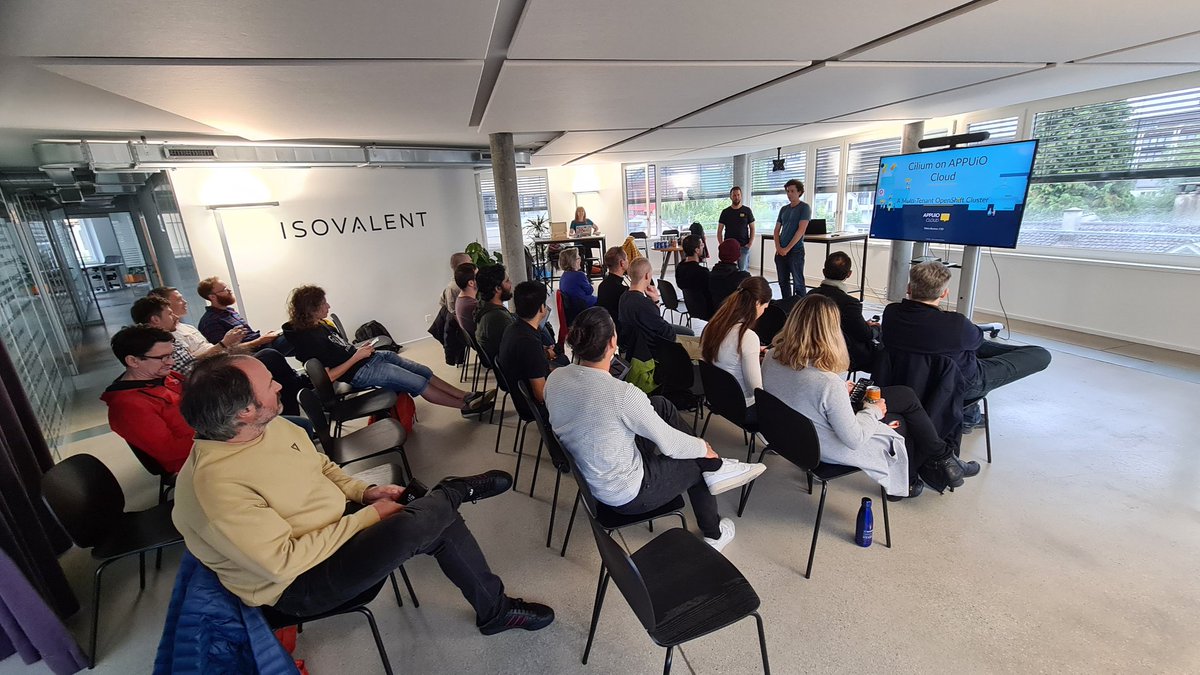 mspeth82's tweet photo. Watching @lizrice and @tobruzh at the @eBPFsummit Watch Party organized by @isovalent @vshn_ch and @puzzleitc #eBPF #cilium #appuio https://t.co/hrECdG5fcC