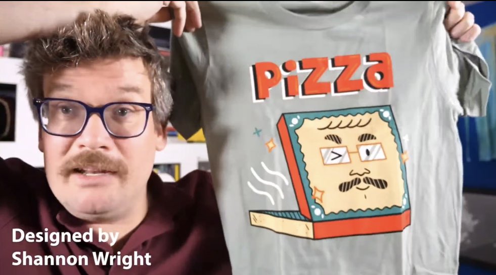 shannondrewthis's tweet photo. I can FINALLY share, but I designed one of this year’s Pizza John shirts for PIZZAMAS 🍕🍕🍕 https://t.co/0fuvij0ZRy
