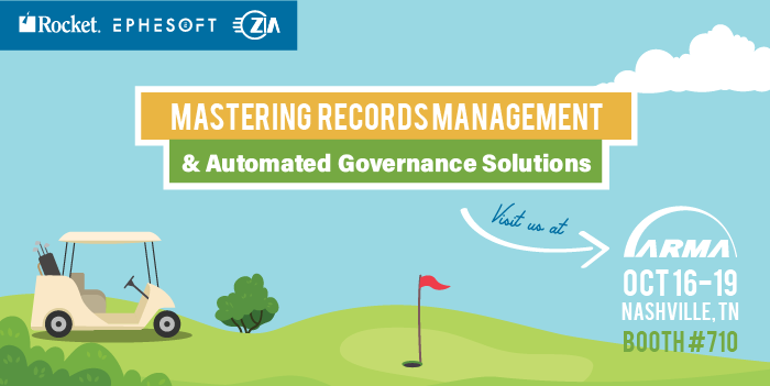 Ephesoft's tweet photo. [Live Event] Join @ziaconsulting, @Rocket and Ephesoft at @ARMA_INT InfoCon 2022! We'll be talking about #records management solutions, #IDP, #data and content services. Stop by booth #710. Register here: https://t.co/6weBNixPt9 #recordsdigitization #automation https://t.co/QZphsyXrTf