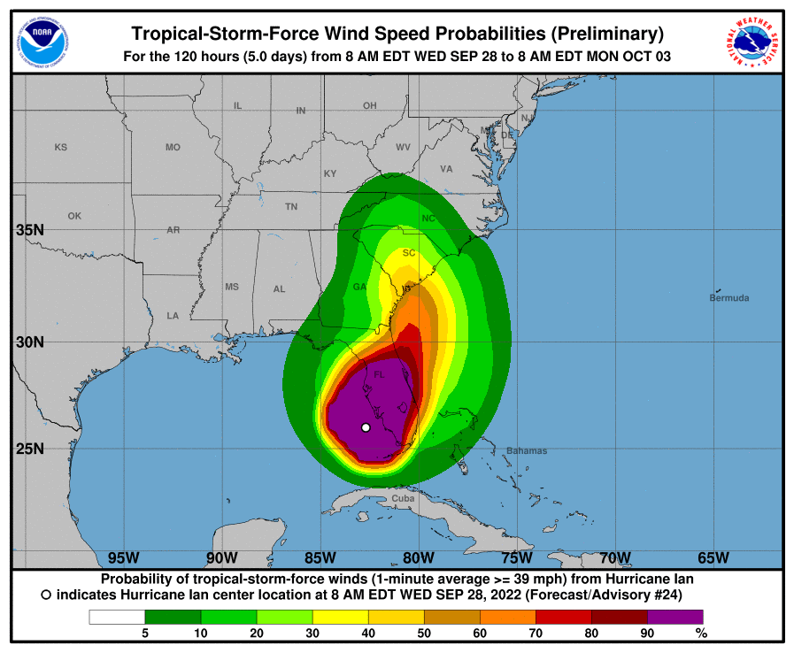 Rainfall will continue to be significant, with 10-15”+ totals expected across all of central Florida. While maximum winds will subside on Thursday, tropical storm force winds will still have little problem falling trees with oversaturated soils from heavy rains.