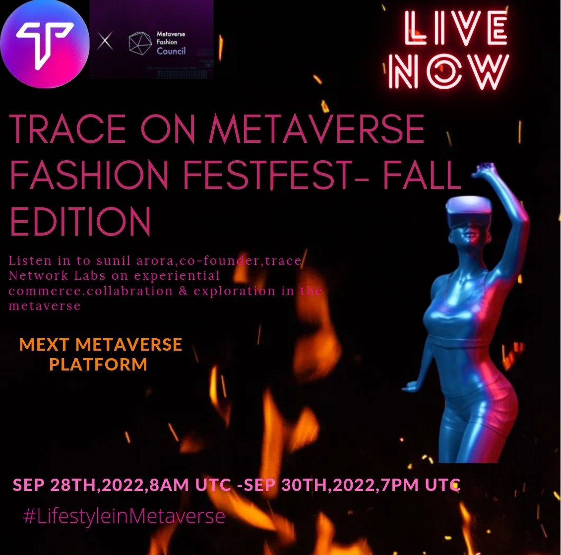 valeedahmad2's tweet photo. #METAVERSE FASHION FEST IS NOW LIVE⚡️

Listen to our Co-Founder @SunilArora_tn speak on "Experiential Commerce &amp; Collaboration for #fashion &amp; #lifestyle" - at the virtual exhibition organized by @DAO_MFC 

☀️ https://t.co/T4lGKrzPPB…

#LifestyleInMetaverse #XCommerce https://t.co/cbee1mVcaU