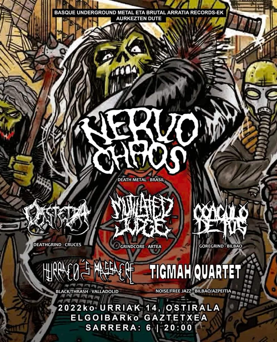 HurracoMetal's tweet photo. 🔥🔥🔥¡¡¡VOLVEMOS A LA CARGA!!!🔥🔥🔥

¡Es un placer para nosotros anunciar la vuelta a los escenarios! 
¡Y de que manera! Estaremos el día 14 de Octubre en el Gaztetxea de Elgoibar dando caña en este festi encabezado por los míticos Nervochaos🧨🧨🧨

¡¡¡Os esperamos!!! https://t.co/p4XLVlrZEc