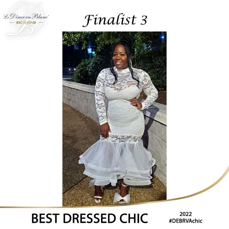 Diner en Blanc Richmond 2022 BEST DRESSED CHIC FINALIST #3 Announcing this year's Winner 🥇 soon.
.
.
.
.
#DEBRVACHIC #DEBRVA2022 #dinerenblancrva #dinerenblanc #rvafashion #memoriesforlife #smilesarecontagious #virginiaisforlovers #beyourbestself #dmvfashion #classyandsassy