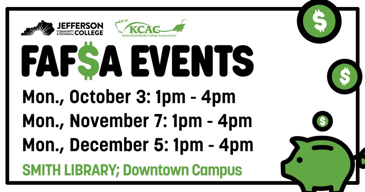 Set a reminder! The 2023-2024 FAFSA opens this Saturday, October 1. If you need help completing your FAFSA, stop by one of these events on the Downtown Campus to get your questions answered!