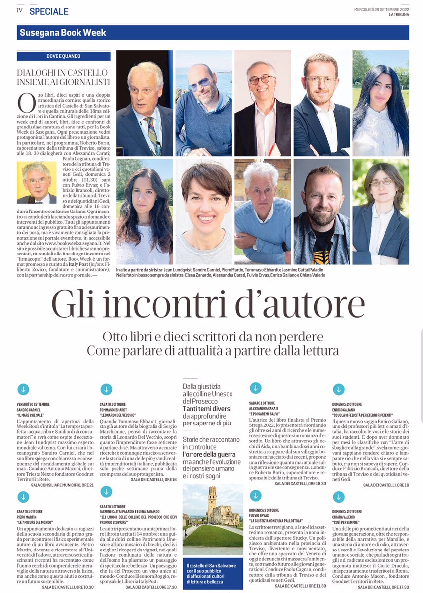 LibreriaPost's tweet photo. Inizia venerdì la #BookWeek di Susegana, in occasione di #LibriinCantina.

Tra gli ospiti @enricogaliano, #AlessandraCarati, @chiara_valerio, #FulvioErvas, @carniel_sandro, @TEbhardt. 

Ecco l'inserto speciale uscito su @tribuna_treviso. 

Info: https://t.co/qkDtUUdUm9 https://t.co/mIOQPvereF
