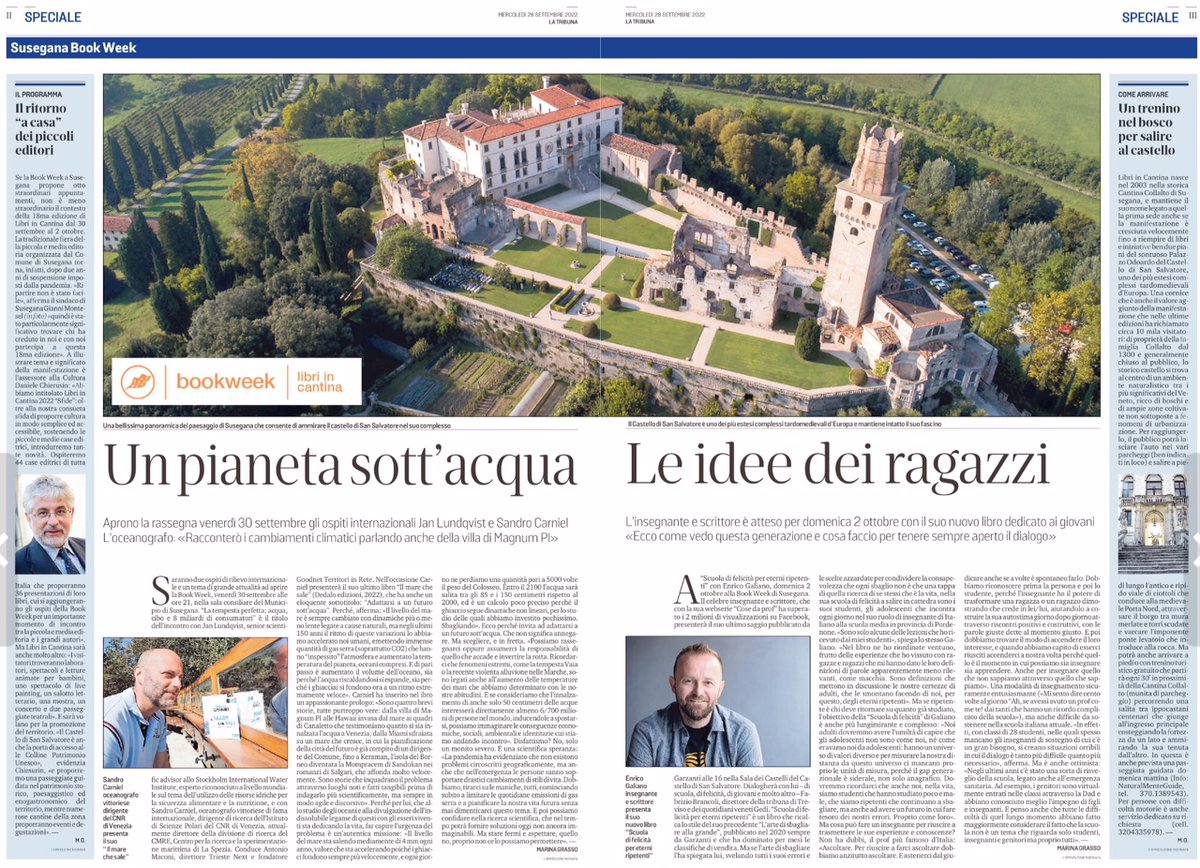 LibreriaPost's tweet photo. Inizia venerdì la #BookWeek di Susegana, in occasione di #LibriinCantina.

Tra gli ospiti @enricogaliano, #AlessandraCarati, @chiara_valerio, #FulvioErvas, @carniel_sandro, @TEbhardt. 

Ecco l'inserto speciale uscito su @tribuna_treviso. 

Info: https://t.co/qkDtUUdUm9 https://t.co/mIOQPvereF