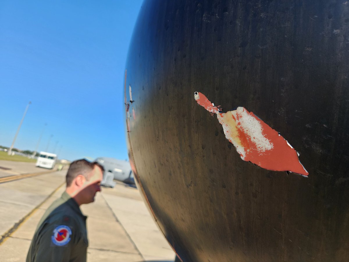 malkoff's tweet photo. Crazy #HurricaneHunt !
Our @USAFReserve 53rd Weather Reconnaissance Squadron just landed.
We hit hail, massive turbulence in the eye wall that dropped us 1000+ feet and saw #hurricaneIan rapidly intensity.
It was NOT even calm inside the eye.
✈️➡️ Biloxi ➡️ Florida 🌊 ➡️ 🌀↩️ https://t.co/hKmkBnL2kx